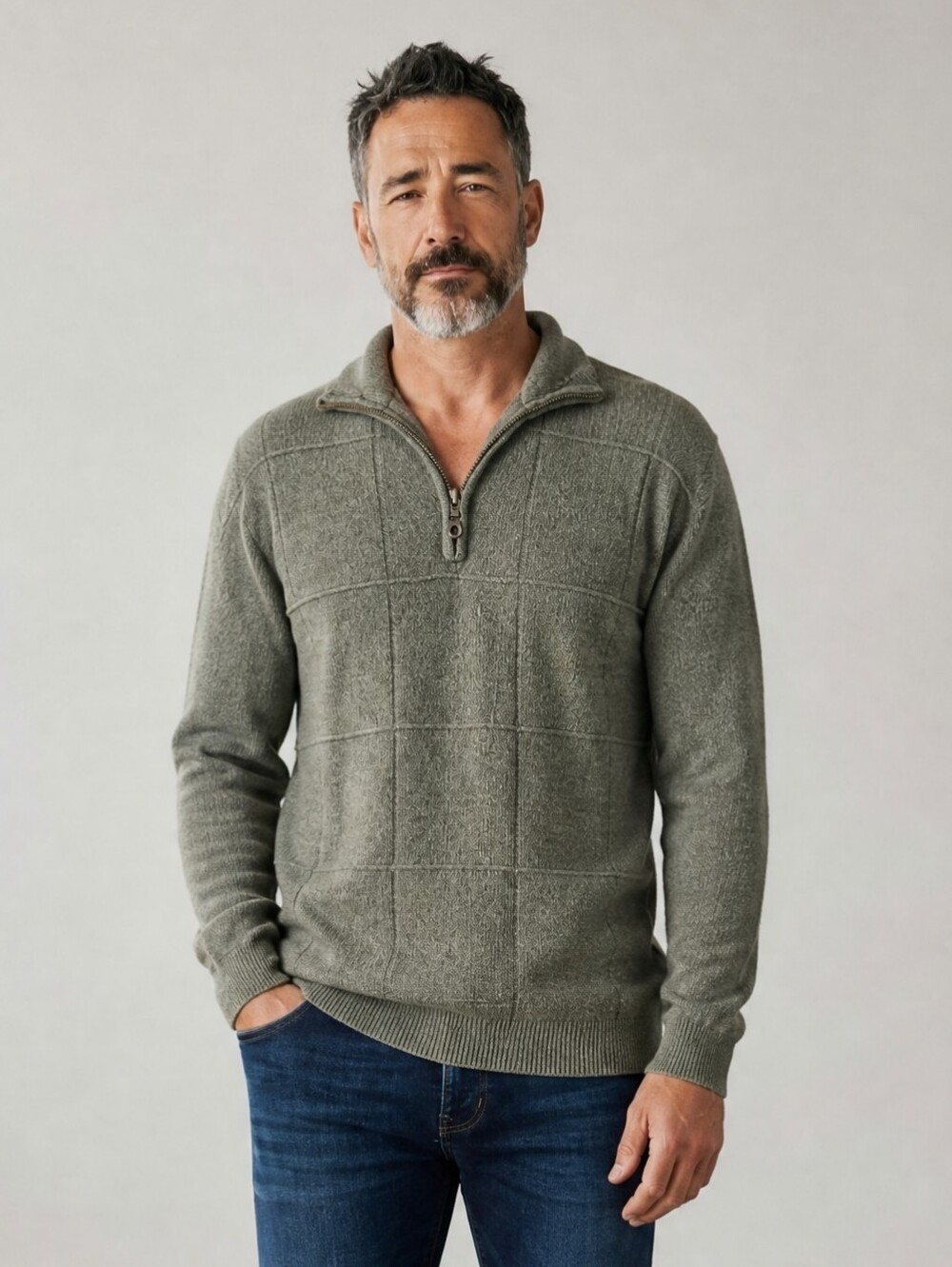 Dockers Olive Green Quarter-Zip Sweater